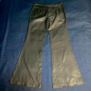 Vintage Black 7 for All Mankind Coated Low Mid-Rise Wide Flare Pants Y2K